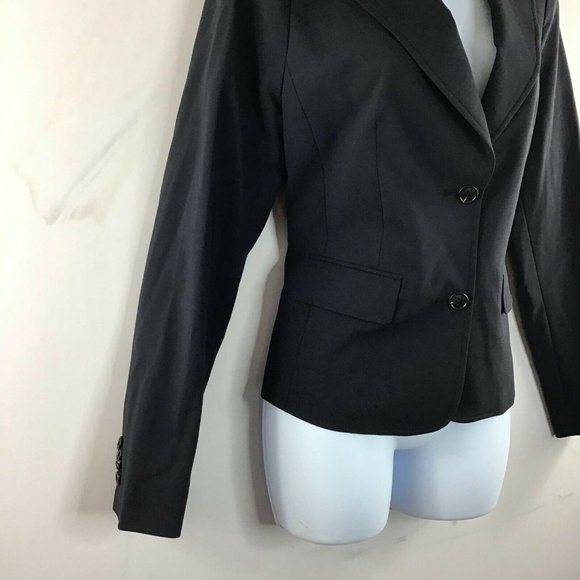 Land's End Women's Suit Tuxedo Blazer Black Two Button Long Sleeve Size 4 - Picture 5 of 9